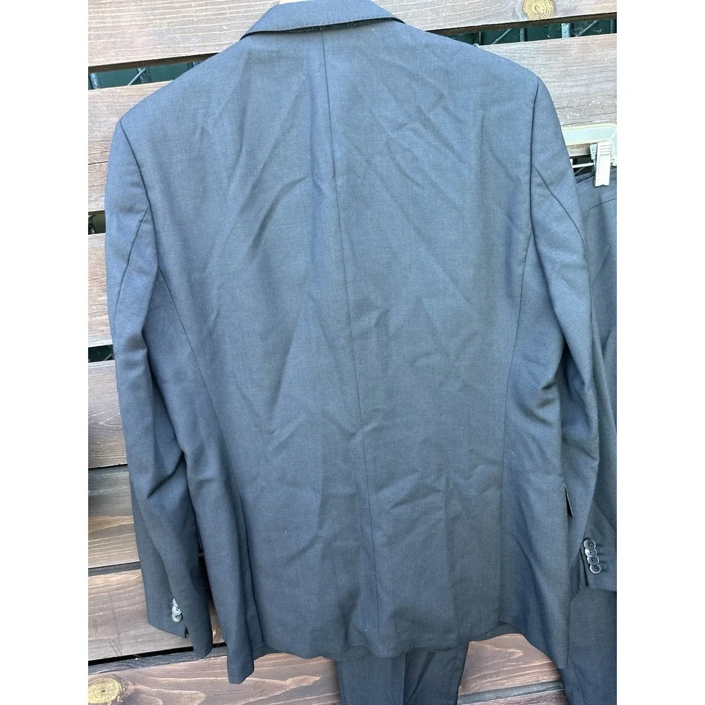 Mens‎ 40 R Hugo Boss Solid Black Modern Fit 100 % Wool Suit